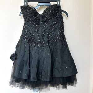 May Queen Couture Mini Dress 14 Sequin Strapless Clubwear Glam Prom Costume Goth